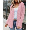 Miniatyrbillede 2 af 5: Dame Casual Langærmet Kabelstrikket Sweater Cardigan Løs Åben Front Overtøj L