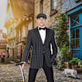 Pikkukuva 3 / 5: 20 % alennus 1920-luvun miesten asusta Peaky Blinders Gatsby Panama -hattu henkselit rusetti Black stripe
