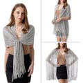 Miniatyrbild 4 av 5: Glittrande sjalar och wraps för kvinnor Silver Shawl Metallic Olaof Scarf för brud, brudtärna, bröllop, fest, formell bal Silver