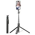 Miniatyrbillede 1 af 5: 1,8 m Bærbar Selfie Stick i Aluminiumlegering Udtrækkeligt Tripod Stativ 360° Roterende Telefonholder