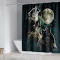 Miniatyrbillede 2 af 4: Dyr Bruseforhæng 180*200cm, Ulveflok Bruseforhæng Vandtæt Polyester Bruseforhæng Med 12 Kroge Til Juledekoration, Badeværelsesforhæng