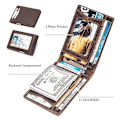 Miniatyrbillede 4 af 5: Ultra Slim Fold Front Pocket Wallet Læder Kortholdere til Mænd Coffee