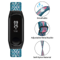 Miniatyrbilde 3 av 5: Elastisk nylon anti-ripe justerbar håndleddsrem for Xiaomi Mi Band 3/4, med svart klokkeramme Style 37