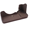 Miniatyrbillede 2 af 5: PU Læder Kamera Bund Etui Beskyttende Halv Krops Cover til Sony A7M4/A1/A7S III/A7S3/A7R5 Coffee