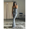 Pikkukuva 2 / 5: Naisten rento lounge-slip-pitkä mekko seksikäs hihaton selästä avoin bodycon maxi-mekko 2023 kesä ohut elegantti grey S