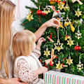 Miniatyrbilde 5 av 5: 12 stk. Gull Julepynt til Juletre, Julekuler i Plast, Stjerne Julepynt Juletreheng med Snorer, Gylden Jul B