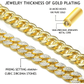 Miniatyrbillede 2 af 5: Cubansk Kæde Til Mænd Kvinder Iced Out Diamant Kæde 18k Guld/Sølv Belagt 15mm Cubansk Led Kæde Halskæde Armbånd Style 2