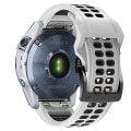 Miniatyrbild 3 av 5: Dubbelfärgat klockarmband för Garmin Fenix 7X/6X/5X, mjukt silikonklockarmband, spänne i rostfritt stål