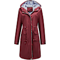 Miniatyrbillede 1 af 5: Dame Lang Vandtæt Jakke med Hætte Letvægts Regnfrakke Vindjakke Udendørs Trenchcoat Red M