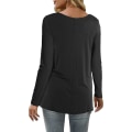 Miniatyrbilde 3 av 4: Dame Casual Topper V-hals T-skjorte Kort/lang Erme Plisserte Longine Skjorter Black XL