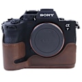 Pikkukuva 3 / 5: PU-nahkainen kameran pohjakotelo, suojaava puolikotelo Sony A7M4/A1/A7S III/A7S3/A7R5 -kameroille Coffee