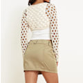 Miniatyrbillede 4 af 5: Dame Hul Ud Hæklet Strik Trøje Crop Tops Langærmet Trøje Cropped Style 2 L