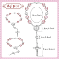 Miniatyrbillede 2 af 5: 24 Stykker Dåbs Rosenkrans Pink Glas Rosenkrans Perler Finger Dåbs Rosenkranse Imiterede Perler til Dåbsgaver Barnedåb
