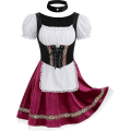 Miniatyrbild 1 av 5: Damdräkt för Oktoberfest, Halloween tysk bayersk dräkt sammetsklänning Dirndl Wine X Large