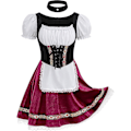 Pikkukuva 1 / 5: Naisten Oktoberfest-asu, Halloween saksalainen baijerilainen samettinen Dirndl-mekko Wine X Large