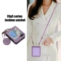 Pikkukuva 2 / 5: Crossbody-kaulanauhakotelo yhteensopiva Samsung Galaxy Z Flip 5:n kanssa, rombinmuotoinen PU-nahkainen suojakuori korttipaikalla Purple For Galaxy Z Flip 5