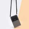 Miniatyrbild 5 av 5: Magnetisk knappsplicing Gird PU läder crossbody väska liten axelväska för resor, dagligt bruk Black