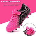 Miniatyrbilde 3 av 5: Fotballsko for barn, gutter og jenter, Fg/Ag baseballsko for ungdom, atletiske komfortable fotballsko for utendørs og innendørs bruk Fuchsia Black EU30