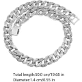 Miniatyrbild 5 av 5: Kubansk länkkedja Ice Out Chain Bling Rhinestones Halsband Hip-Hop Stil Smycken, Silver Halsband