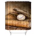 Miniatyrbillede 1 af 4: Baseball Bruseforhæng 150*180cm, Bevægelses Bruseforhæng Vandtæt Polyester Bruseforhæng Med 12 Kroge Til Juledekoration, Badeværelsesforhæng