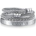 Miniatyrbillede 1 af 5: 3 stk. Armbånd i rustfrit stål til Acsergery mænd, guld romertal armring, snoet kabel gave