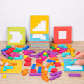 Miniatyrbild 8 av 11: Interaktivt pusselspel Tangram Matematiska leksaker Byggande Barns Form Färg Trä Skrivbordsblock P2R2
