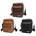 Miniatyrbild 6 av 11: Enkel Crossbody-väska i PU-läder för män, flera lager, stor kapacitet, fritid R0a8 Black onesize