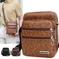 Miniatyrbild 7 av 11: Enkel Crossbody-väska i PU-läder för män, flera lager, stor kapacitet, fritid R0a8 Brown onesize