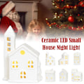 Miniatyrbild 9 av 11: Julby-set, Keramiska LED-upplysta julbyhus, Vita porslinsbyhus, Julstadsscen skrivbordsdekoration RH2251 one-size 6pcs