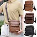 Miniatyrbild 3 av 11: Enkel Crossbody-väska i PU-läder för män, flera lager, stor kapacitet, fritid R0a8 Brown onesize