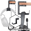 Miniatyrbild 5 av 11: 360° Roterande Hörlursställ Skrivbord Headset Hållare Gaming Headset Skrivbords Hängare Krok För Y1H2