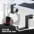 Miniatyrbild 4 av 11: 360° Roterande Hörlursställ Skrivbord Headset Hållare Gaming Headset Skrivbords Hängare Krok För Y1H2