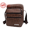 Miniatyrbild 9 av 11: Enkel Crossbody-väska i PU-läder för män, flera lager, stor kapacitet, fritid R0a8 Black onesize