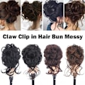 Miniatyrbild 9 av 11: Naturlig Clip on i Messy Bun Hårdel Förlängning Hår Bröllop Clip SA Claw X6C7 black one size