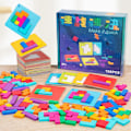 Miniatyrbild 6 av 11: Interaktivt pusselspel Tangram Matematiska leksaker Byggande Barns Form Färg Trä Skrivbordsblock P2R2