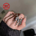 Miniatyrbild 8 av 11: Mode Rhinestone Fjärilsring Justerbar Öppen Dam Mångsidig Smyckesring Fjärilsring V5f8 A One size