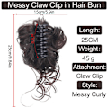 Miniatyrbild 5 av 11: Naturlig Clip on i Messy Bun Hårdel Förlängning Hår Bröllop Clip SA Claw X6C7 black one size