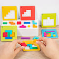 Miniatyrbild 7 av 11: Interaktivt pusselspel Tangram Matematiska leksaker Byggande Barns Form Färg Trä Skrivbordsblock P2R2