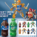 Miniatyrbild 3 av 11: Kreativ Läsk Transformers Leksak Coca-Cola Burk Modell Strids Mecha Robot Samurai Autobot I4U1 Blue One size