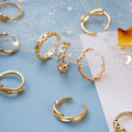 Miniatyrbild 5 av 11: 12 st damring knogring set retro boho fot ring kvinna gold 12pcs