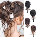 Miniatyrbild 3 av 11: Naturlig Clip on i Messy Bun Hårdel Förlängning Hår Bröllop Clip SA Claw X6C7 black one size