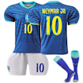 Miniatyrbild 1 av 2: 2024 UEFA Brasilien Bortalag Fotbollströjor Uniform Träningströjor #10 Neymar Jr Kids 22(120-130cm)