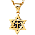Miniatyrbillede 1 af 3: Davidsstjerne vedhæng, rustfrit stål, lang halskæde, velegnet til fritid/fester/begivenheder Golden Cross