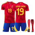 Miniatyrbild 2 av 10: Fotbollströja 2024 UEFA Europeiska Mästerskapet Spanien Barn Fotbollströja Set Hemma No.19 LAMINE YAMAL Tröja Kit 20