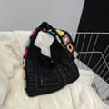 Miniatyrbild 5 av 5: Fashionabla stickade väskor, bohemiska vävda väskor, crossbody-väskor, axelväskor, handvirkade väskor, Damväskor-CJY Khaki 1