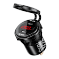 Miniatyrbilde 1 av 5: Metall 90W Dobbel Type C USB C PD Hurtig Billader med Spenning/Effektvisning [Db] Svart Black Red light