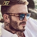 Miniatyrbillede 2 af 6: SIMPLE David Beckham Anti Blåt Lys Firkantede Solbriller Til Mænd 2022 Luksusmærke Kvalitets Designer Vintage Retro Solbriller C9 STRIPE BROWN C9 STRIPE BROWN In picture