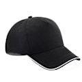 Miniatyrbild 1 av 2: Beechfield Vuxen Unisex Authentic 5 Panel Keps med Kant One S Svart/Vit Black/White One Size