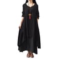 Plus Size Oversized Kvinnor Långärmad Baggy Lös Lager Maxiklänning CJY Black S