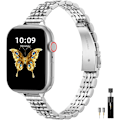 Miniatyrbild 1 av 5: Metallarmband Kompatibelt med Apple Watch, Justerbart för iWatch Series 9 8 7 6 5 4 3 2 1 SE 2/1 Ultra 2/1, Silver 38/40/41mm